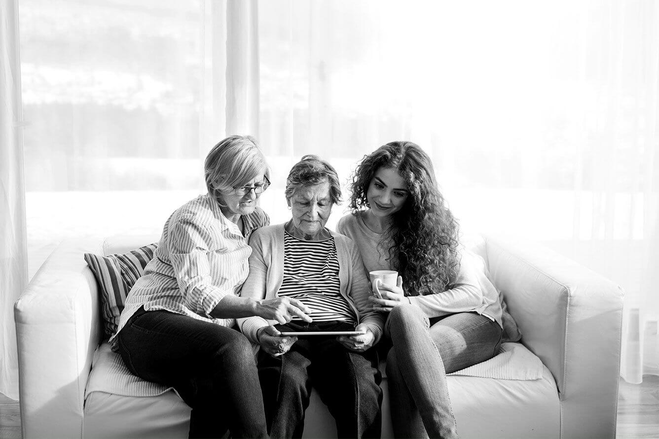 Women supporting a family member with Alzheimer's.